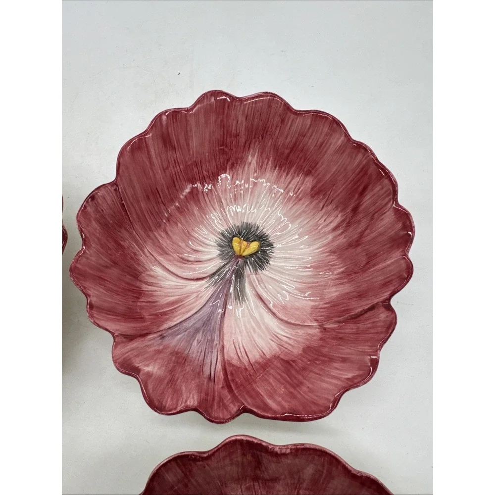 Vintage 4 Fitz & Floyd April Flowers Pansy Hand Painted Bowls 6